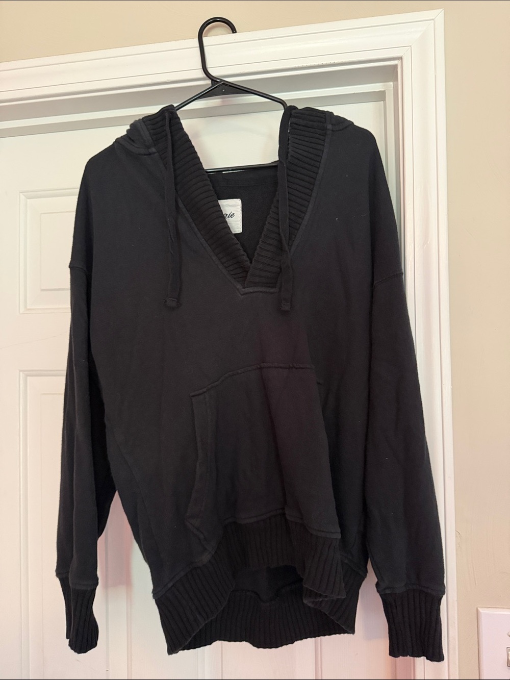 Women’s  Black V-Neck Hoodie Sweater